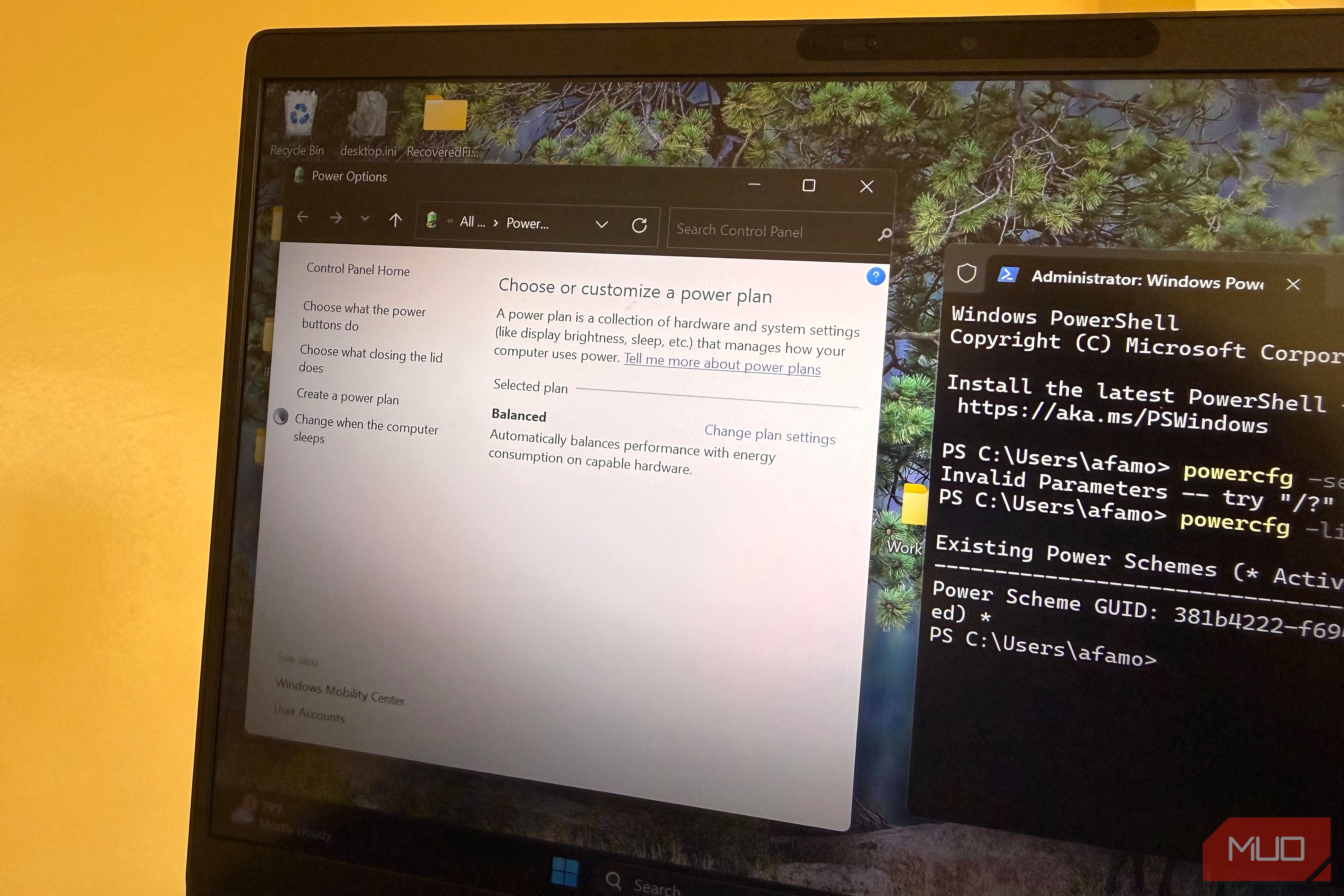 Editing WIndows 11 power options