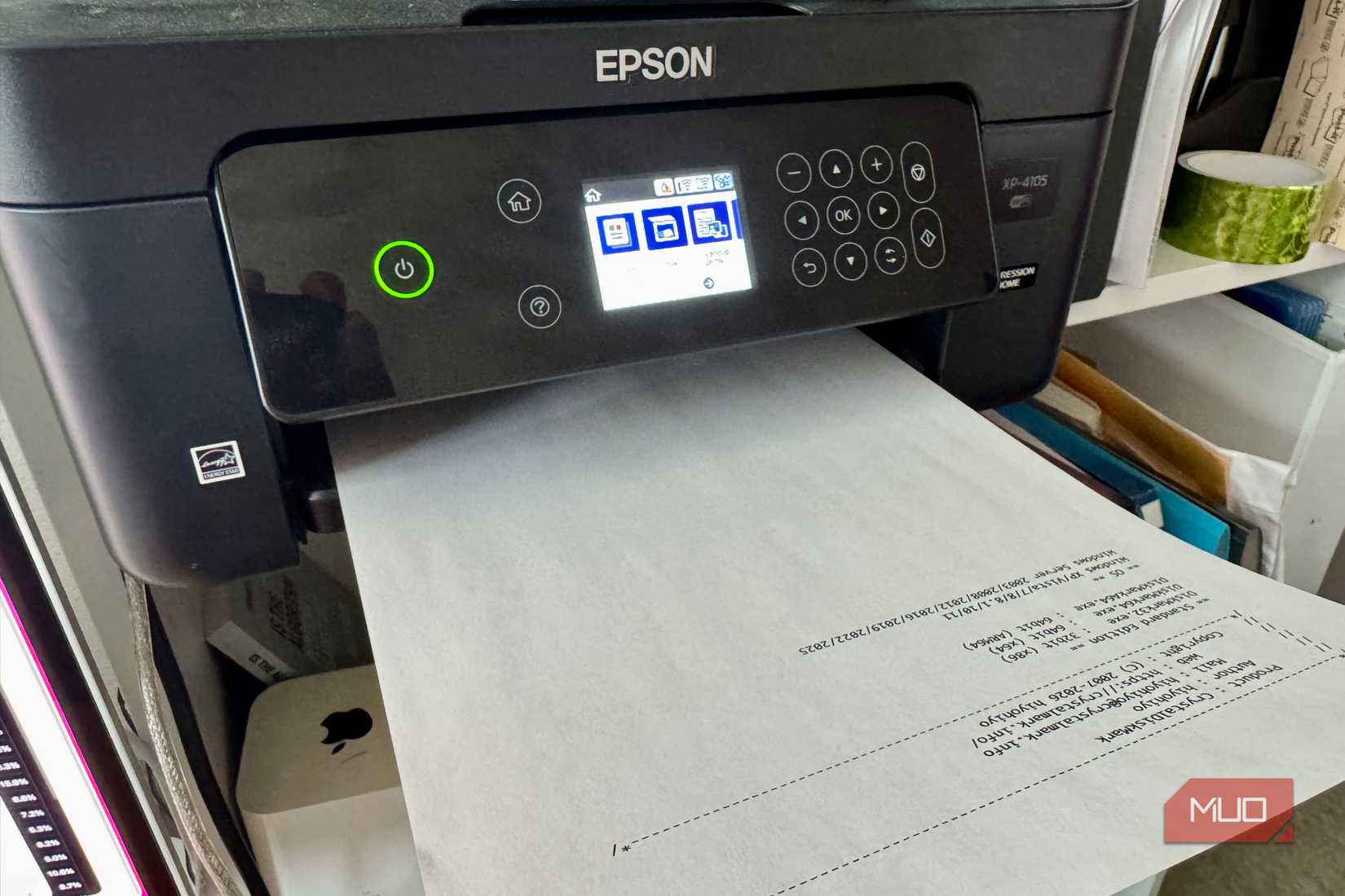 Epson printer with printed page