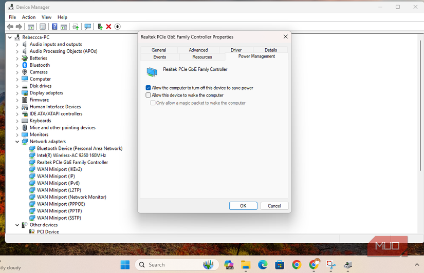 Ethernet power management option