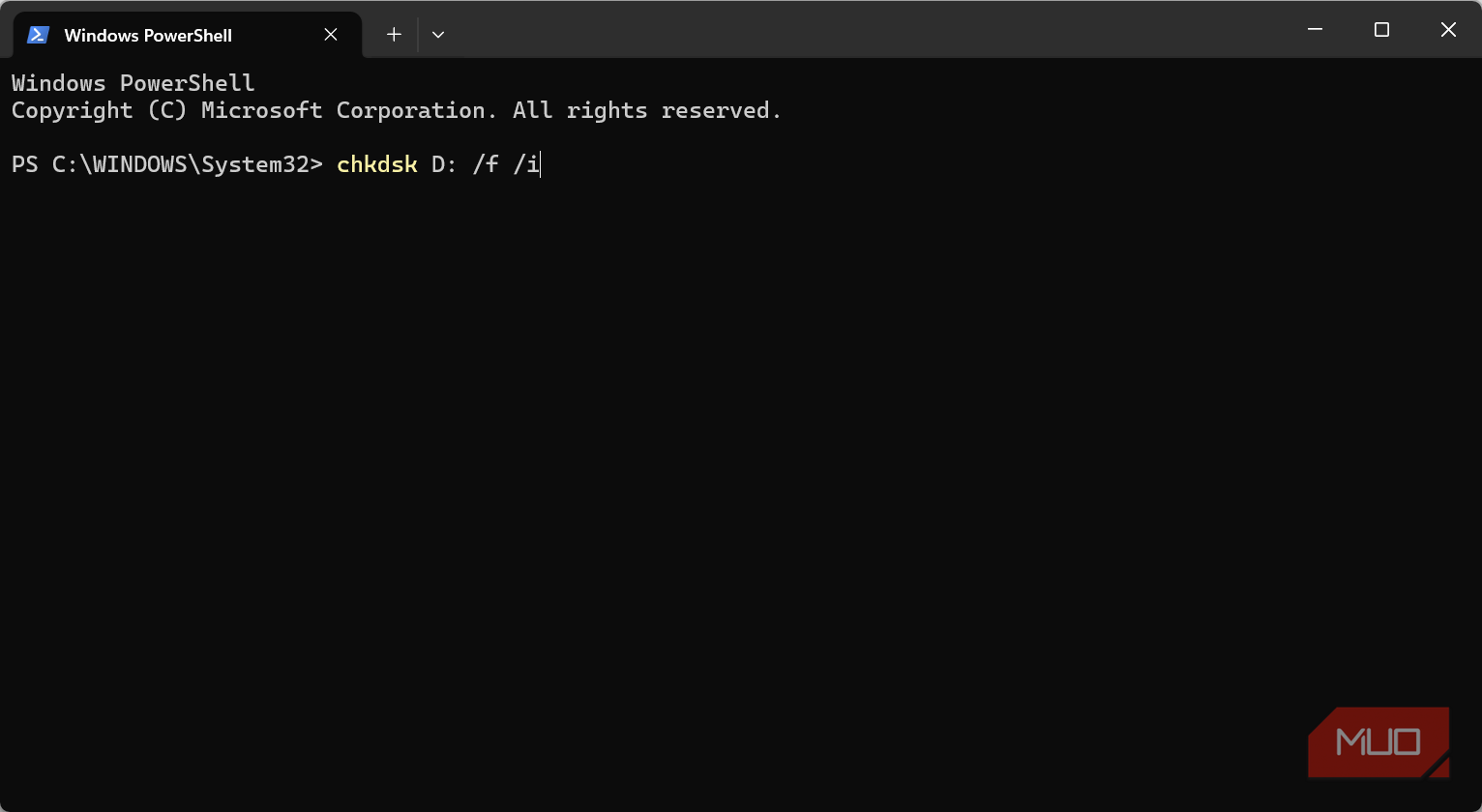 Fast ntfs scan with chkdsk