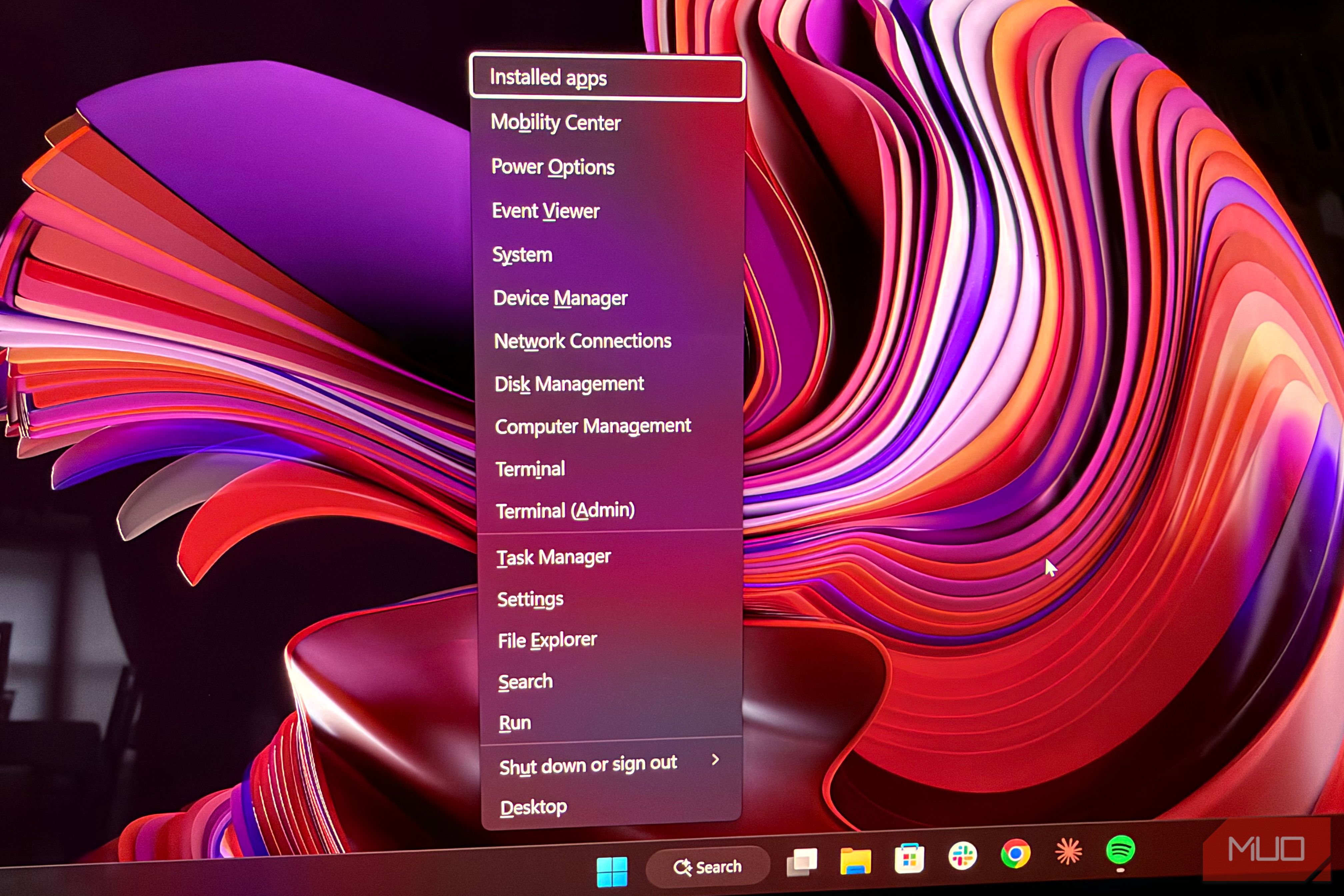 windows plus x menu
