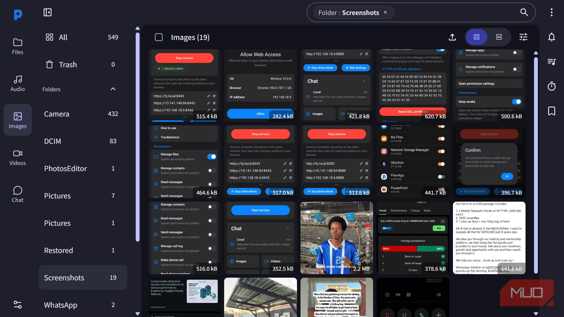 File manager interface displaying image thumbnails