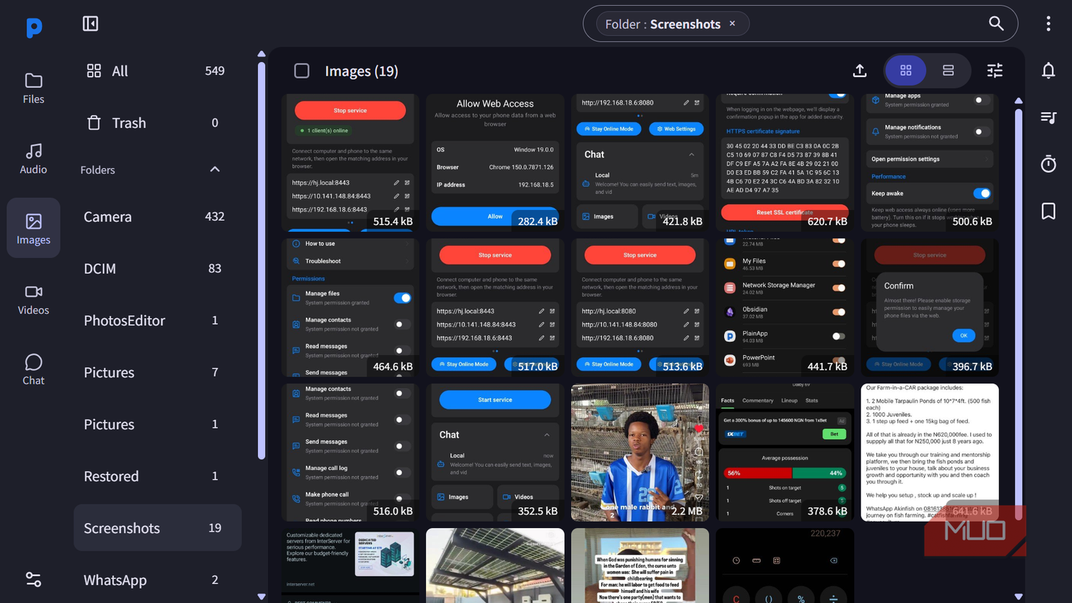 File manager interface displaying image thumbnails
