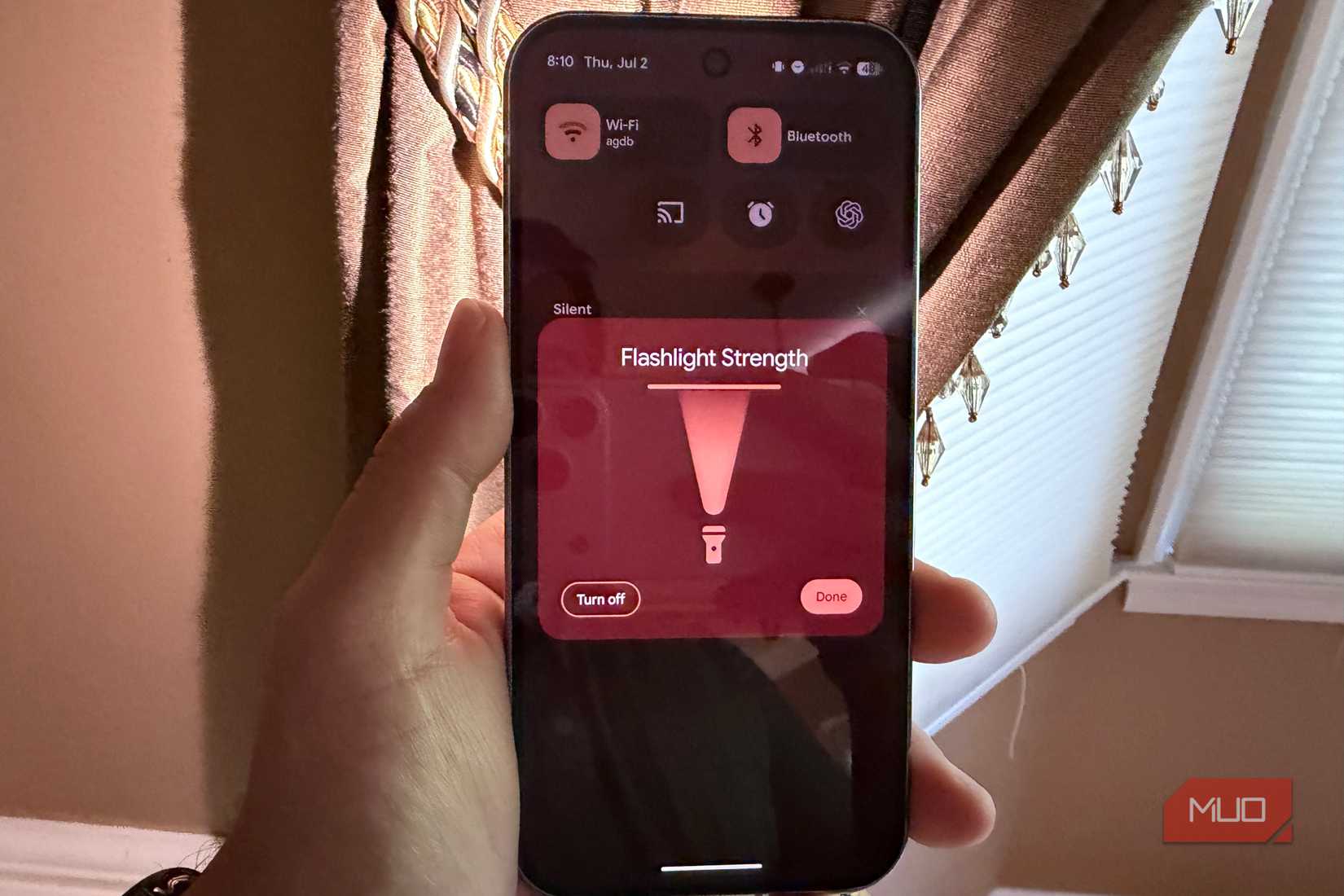 flashlight strength slider in android