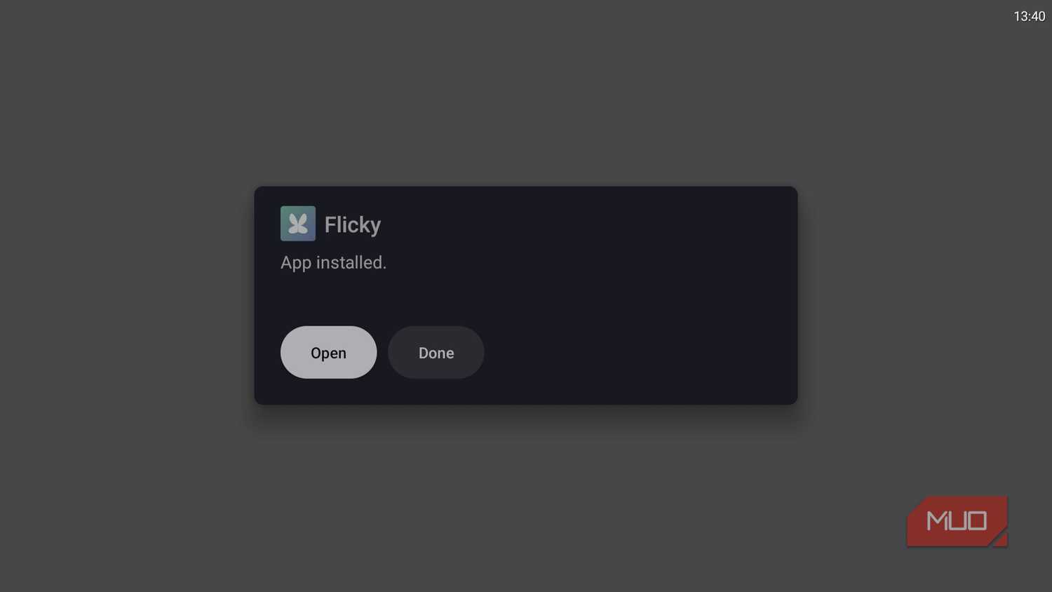 Flicky app install prompt on Android TV