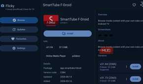 Flicky app showing SmartTube on Android TV