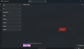 FluentTweaker app interface for Windows settings