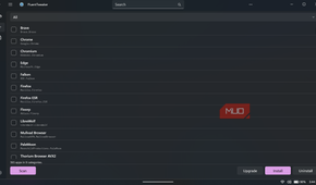 FluentTweaker app interface showing browser list