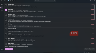 FluentTweaker app interface showing installed applications
