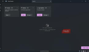FluentTweaker app interface with dashboard