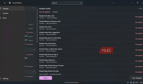 FluentTweaker app showing analysis results interface