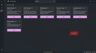 FluentTweaker app showing available system packages
