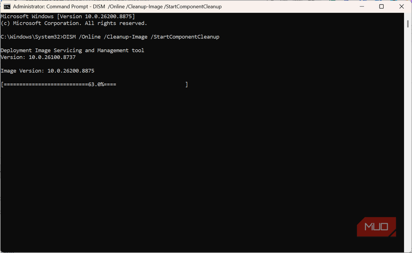 Forcing component cleanup with WIndows command promt