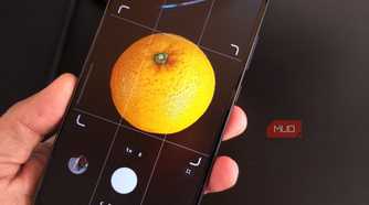 Galaxy phone using Food mode to take a pic of an orange inside the adjustable focus area