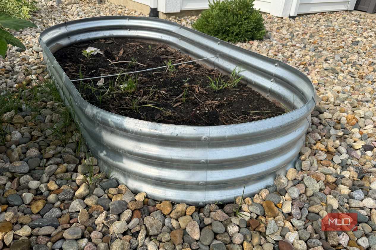 Galvanized Raised Garden Bed With Freshly Planted Soil-1