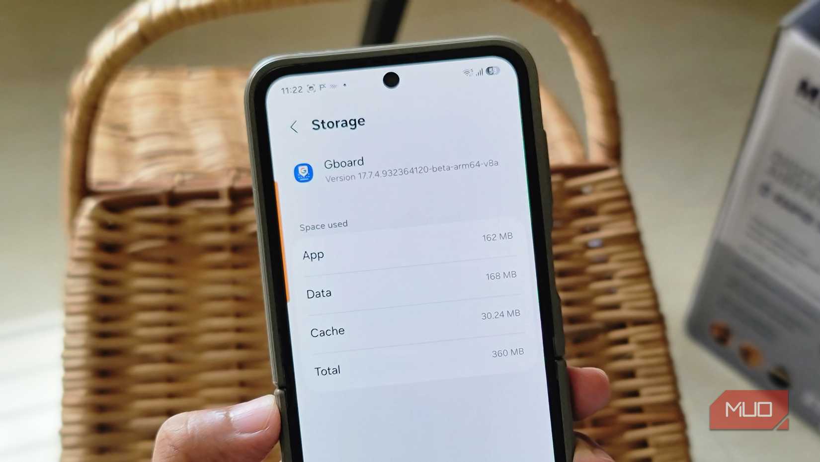 Gboard storage usage screen