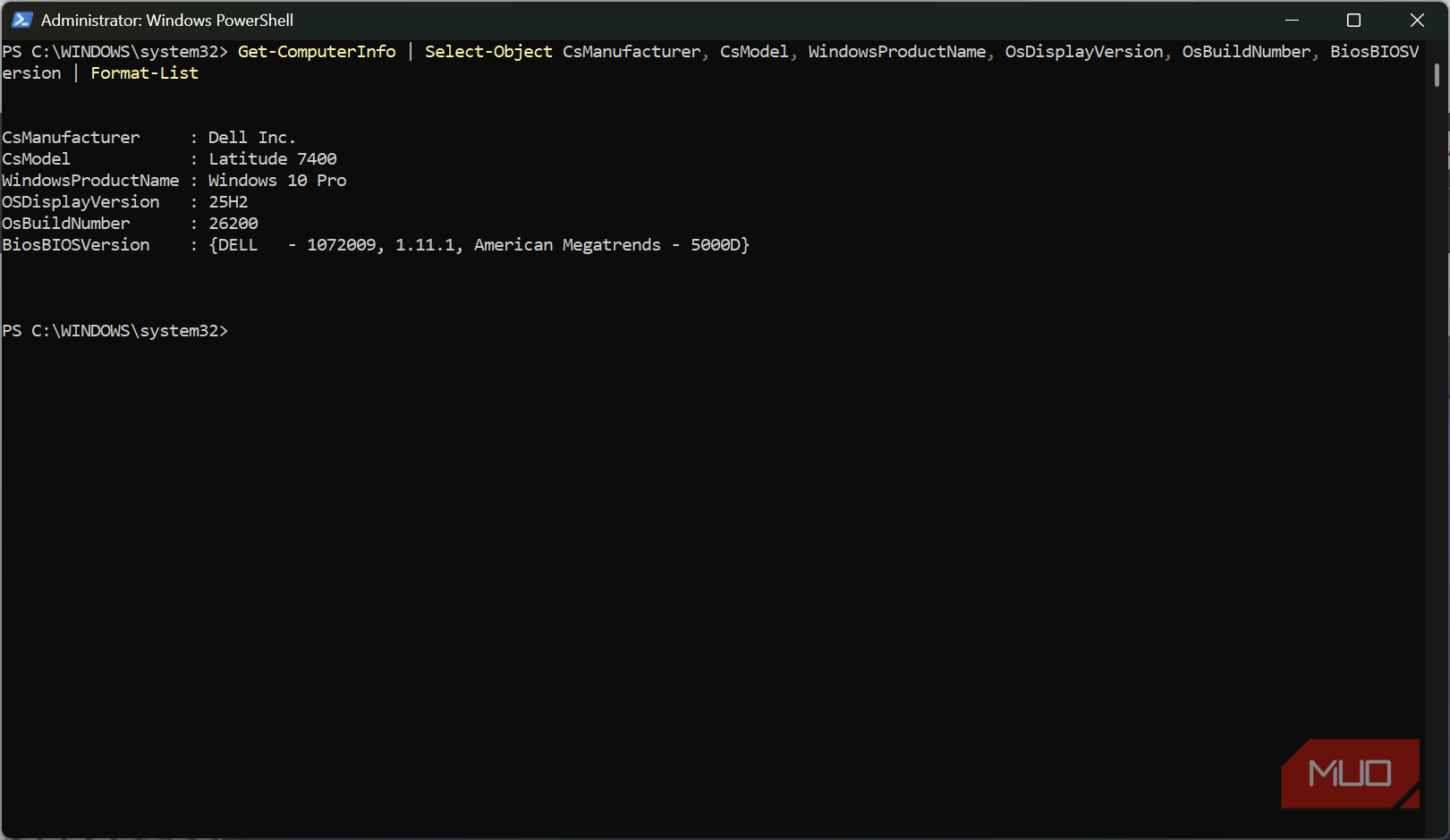 Get Info command with BIOS version
