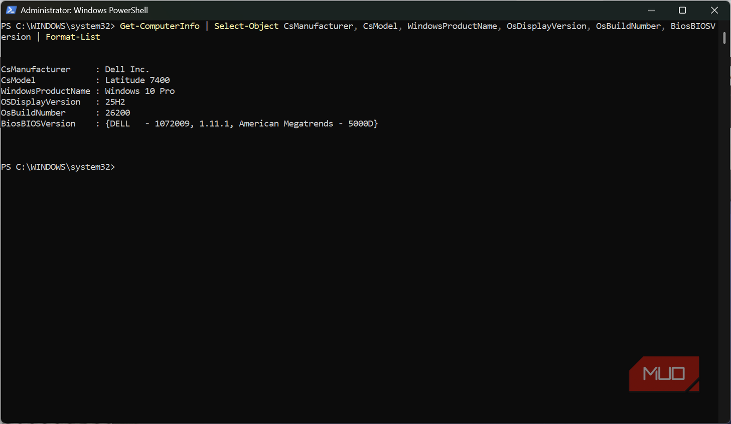 Get Info command with BIOS version