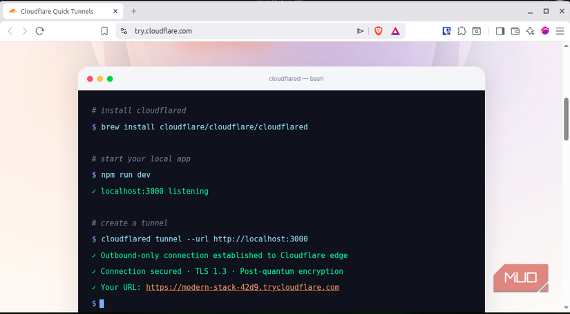 Getting started with try cloudflare