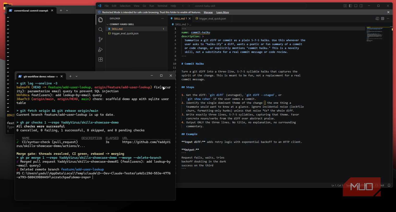 Git workflow demo screnshot.