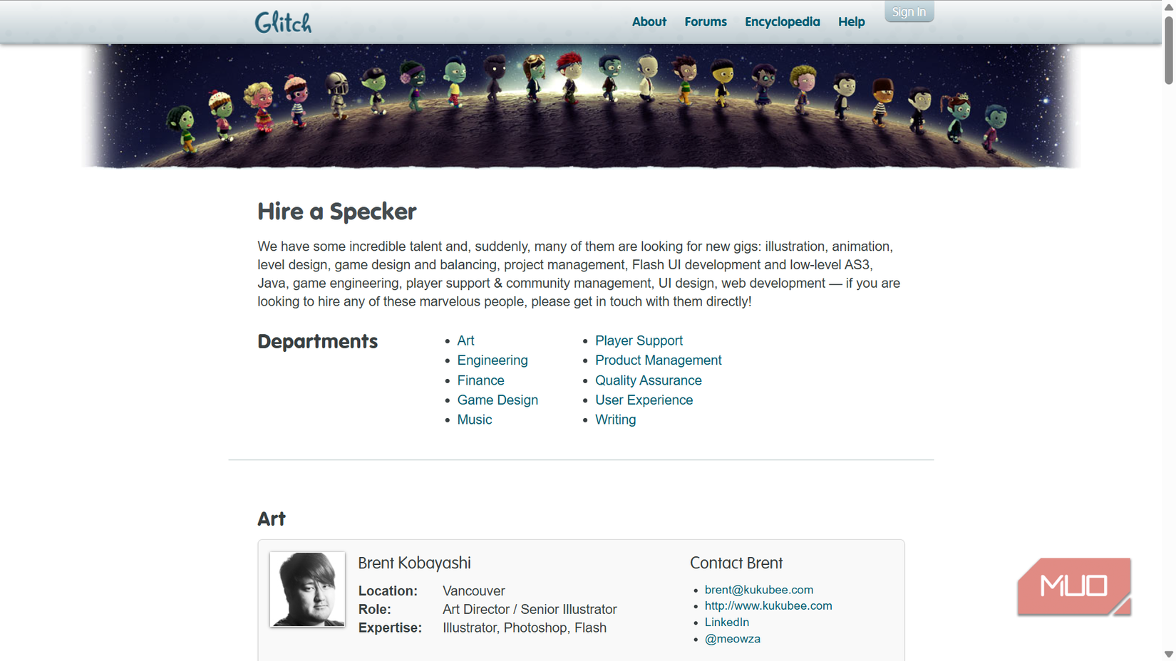 Glitch job board for hiring staff.