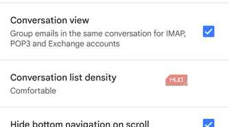Gmail app general settings menu on Android phone