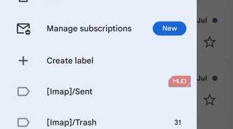 Gmail app menu on Android phone