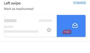 Gmail app swipe actions menu on Android phone