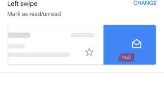 Gmail app swipe actions menu on Android phone