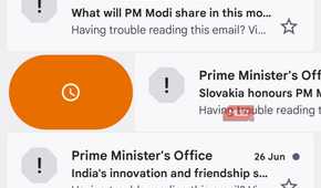Gmail app swipe gesture on Android phone