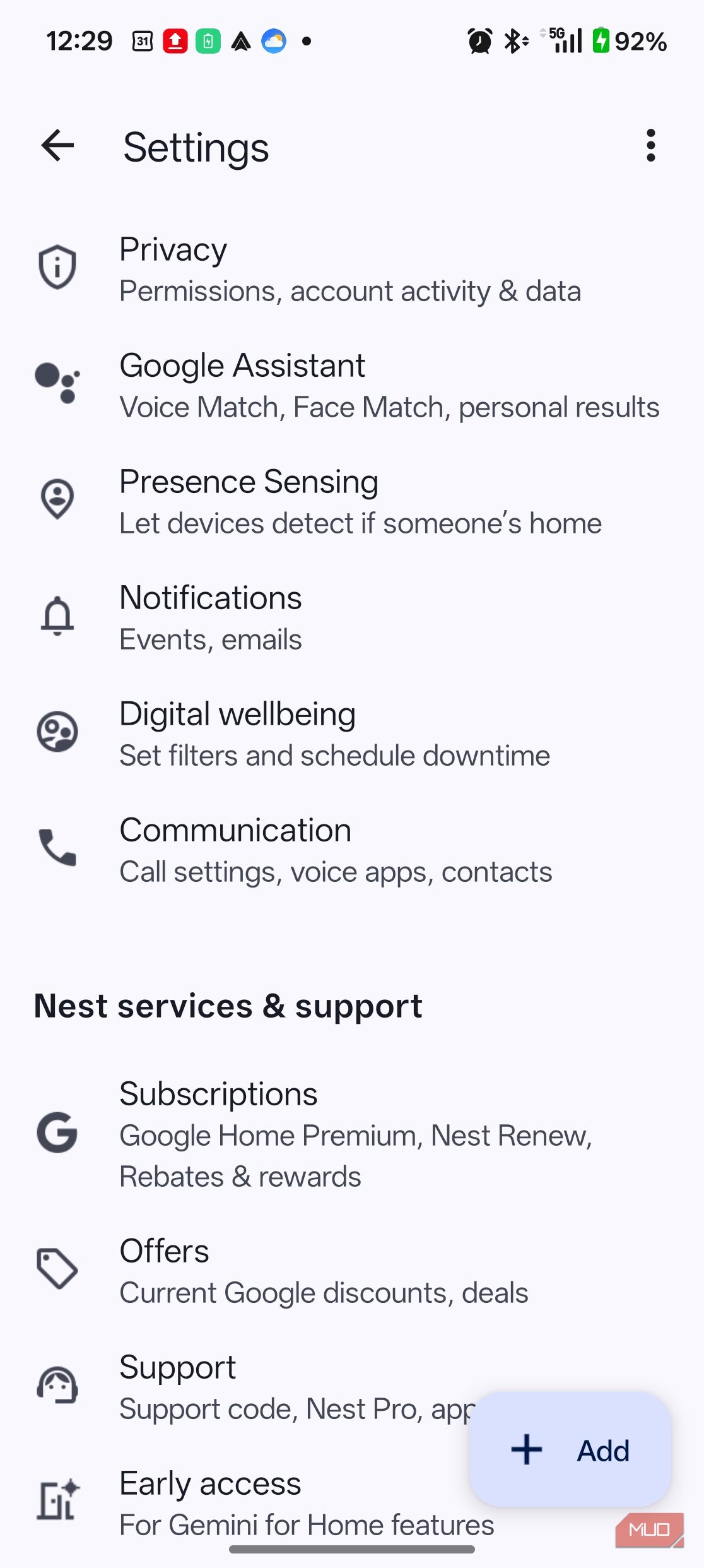 Google Assistant Settings