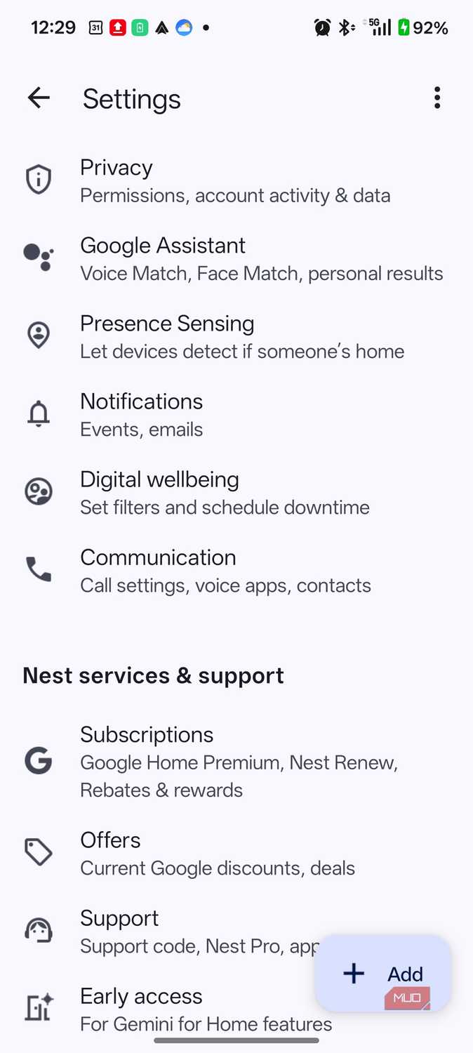 Google Assistant Settings
