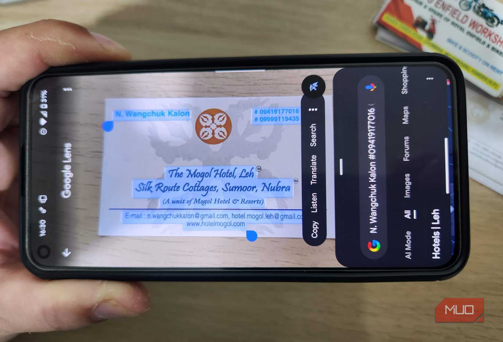 The OCR function in Google Lens.