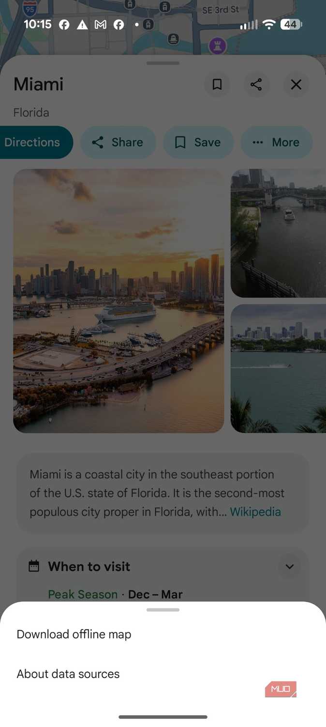 Screenshot downloading maps in Google Maps.