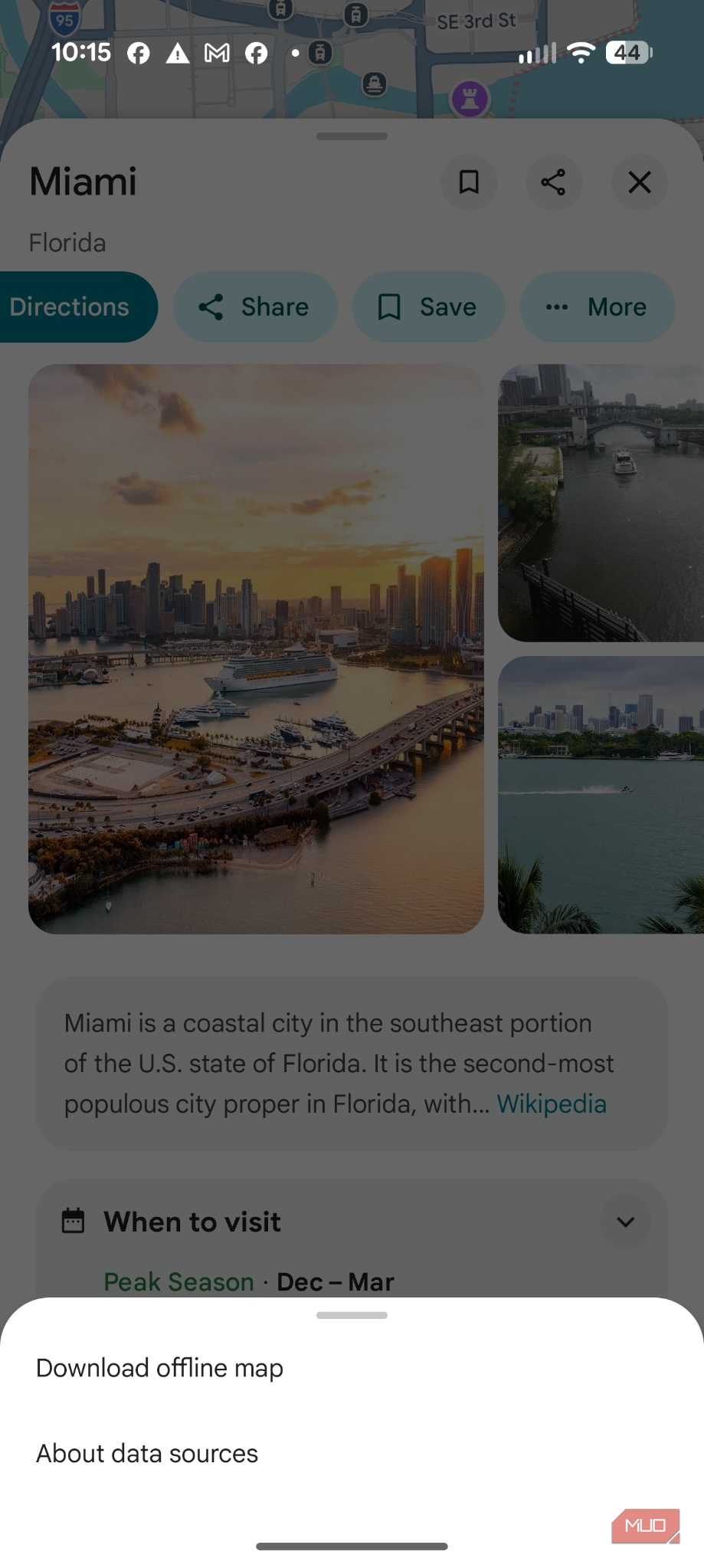 Screenshot downloading maps in Google Maps.