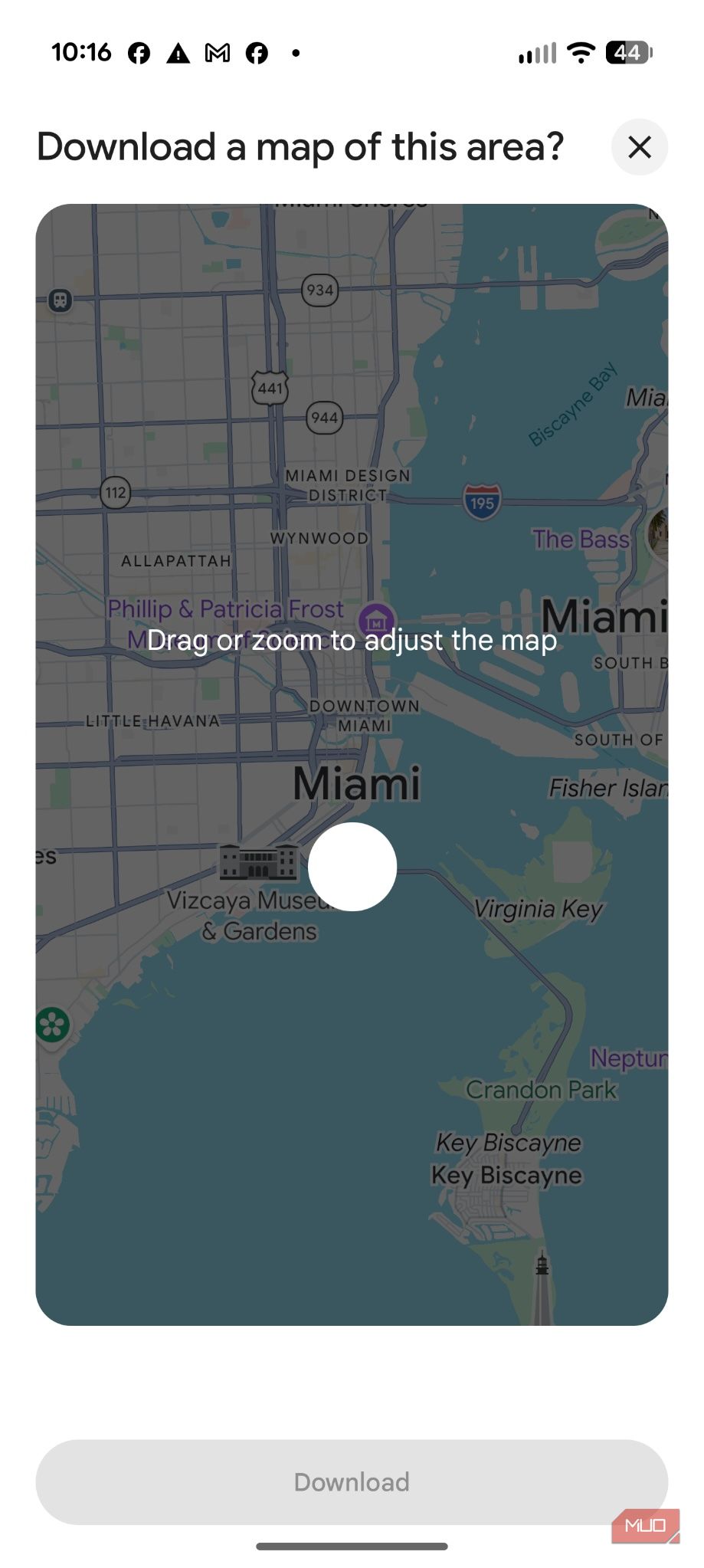 Screenshot downloading maps in Google Maps. 