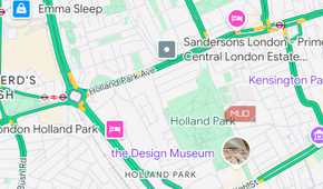 Google Maps home screen showing the Notting Hill area with navigation and search options