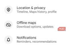 Screenshot of Google Maps navigation settings.