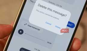 The delete button prompt in Google Messages.