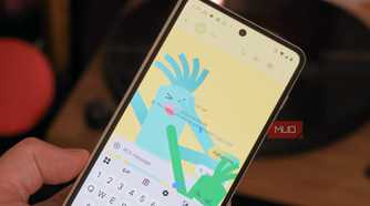 Expressive animations on a Motorola Razr Fold in the Google Messages app.