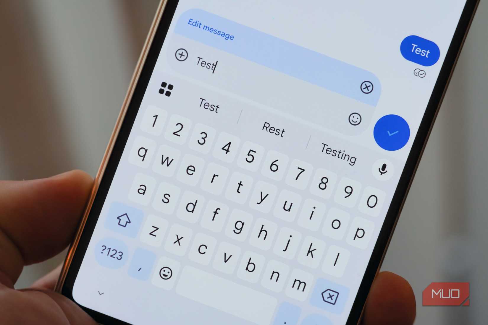 Editing a message sent with RCS in Google Messages.