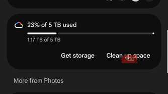 The Google Photos account page.