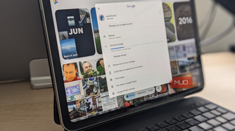 Google Photos with storage settings popup.