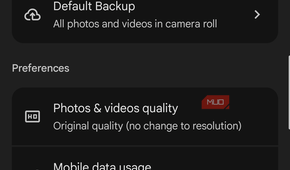 Google Photos mobile data usage options