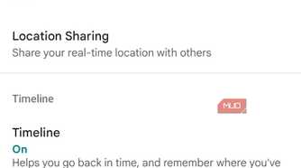 Screenshot of Google's Timeline settings.