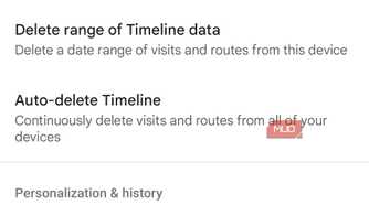 Screenshot of Google's Timeline settings.