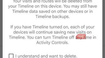Screenshot of Google's Timeline settings.