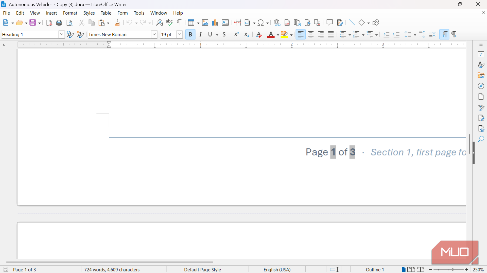 Grey lines boxing in LibreOffice Writer.