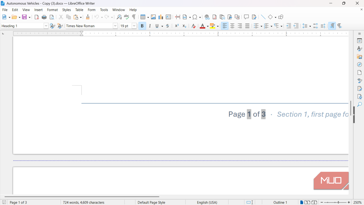 Grey lines boxing in LibreOffice Writer.