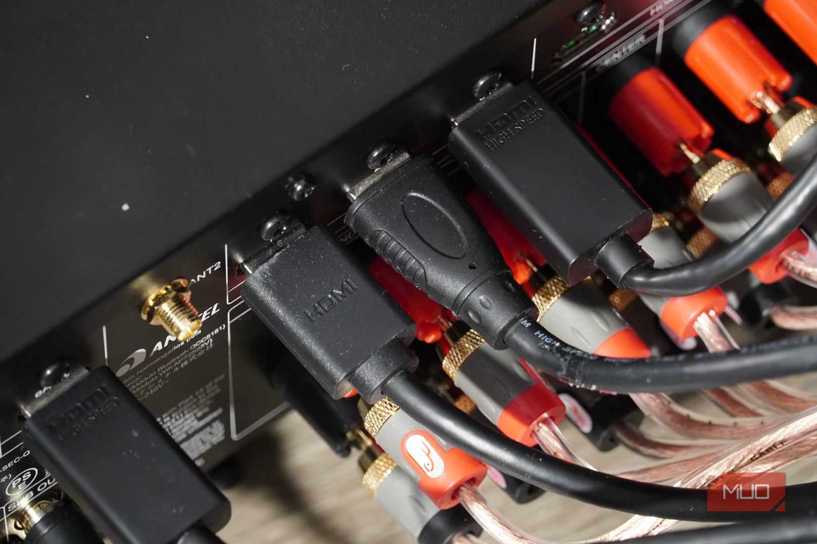 HDMI ports plugged into 8K HDMI inputs and outputs.